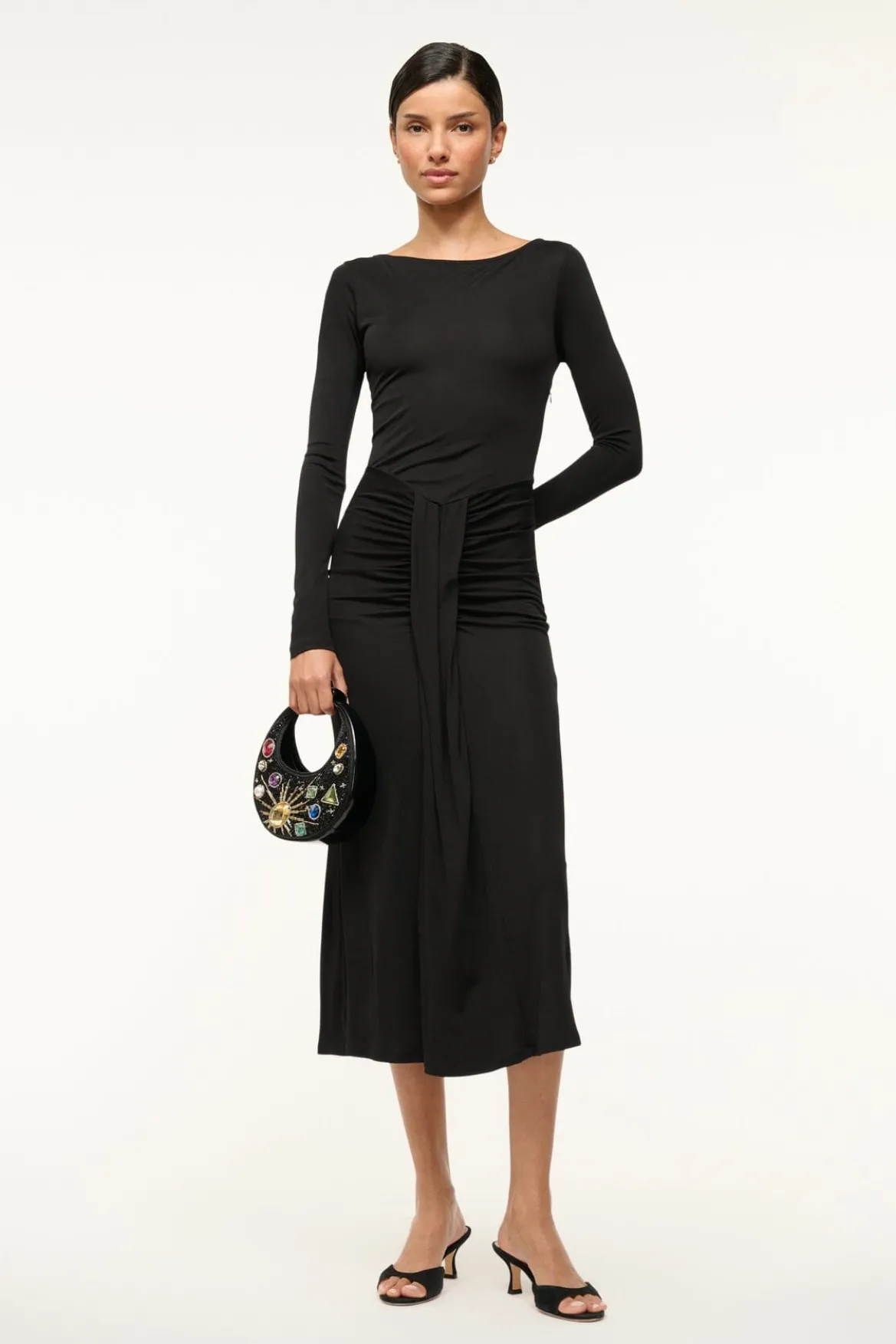 STAUD GRES DRESS BLACK