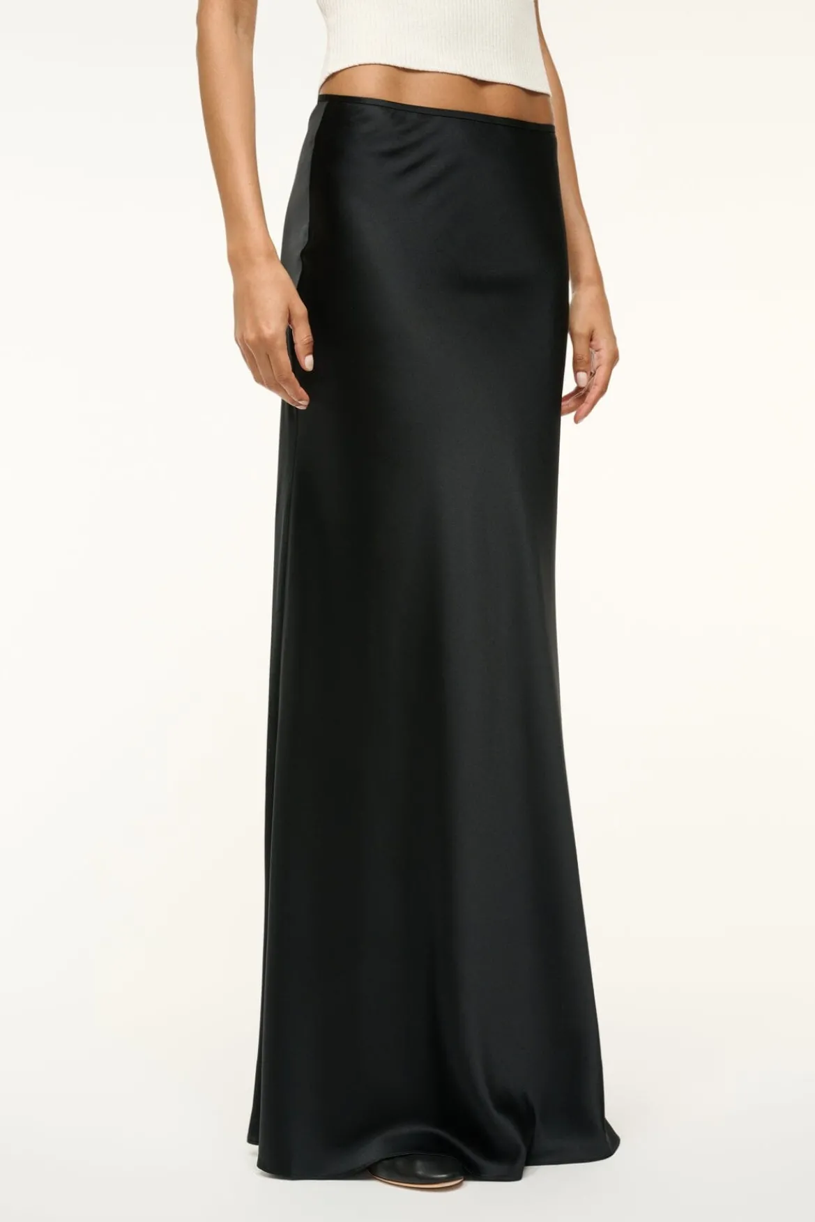 STAUD ODIN SILK SKIRT BLACK